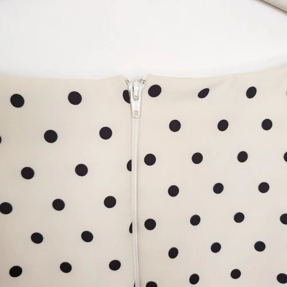 ASOS Little Mistress Maternity Womens Dress Size 8 Cream Black Polka Dot Midi - Picture 13 of 14